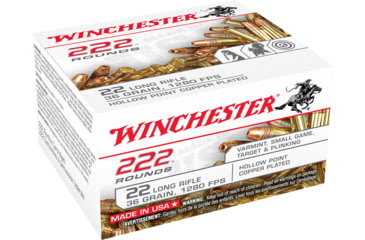 opplanet winchester 222 22 long rifle 36 grain copper plated hollow point rimfire ammo 222 rounds 22lr222hp main