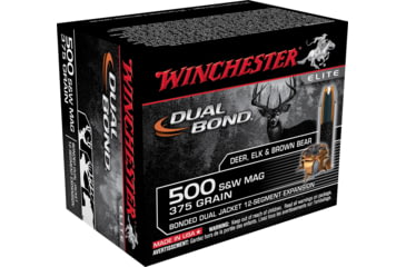 opplanet winchester dual bond handgun 500 s w magnum 375 grain bonded dual jacket centerfire pistol ammo 20 rounds s500swdb main