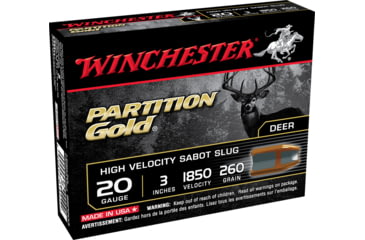 opplanet winchester partition gold 20 gauge 280 grain 3in centerfire shotgun slug ammo 5 rounds ssp203 main
