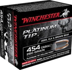 opplanet winchester platinum tip hollow point 454 casull 260 grain platinum tip hollow point centerfire pistol ammo 20 rounds s454pthp main