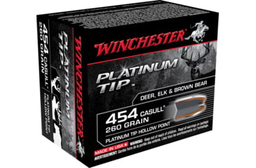 opplanet winchester platinum tip hollow point 454 casull 260 grain platinum tip hollow point centerfire pistol ammo 20 rounds s454pthp main
