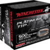 opplanet winchester platinum tip hollow point 500 s w magnum 400 grain platinum tip hollow point centerfire pistol ammo 20 rounds s500pthp main