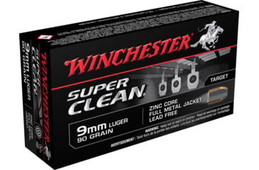 opplanet winchester super clean 9mm luger 90 grain full metal jacket centerfire pistol ammo 50 rounds w9mmlf main