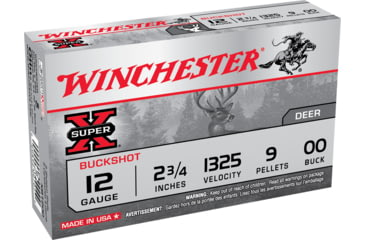 opplanet winchester super x shotshell 12 gauge 9 pellets 2 75in centerfire shotgun buckshot ammo 5 rounds xb1200 main