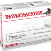 opplanet winchester usa handgun 9mm luger 115 grain full metal jacket centerfire pistol ammo 100 rounds usa9mmvp main