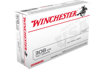 opplanet winchester usa rifle 308 winchester 147 grain full metal jacket boat tail centerfire rifle ammo 20 rounds usa3081 main