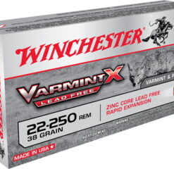 opplanet winchester varmint x rifle lead free 22 250 remington 38 grain zink core hollow point centerfire rifle ammo 20 rounds x22250plf main
